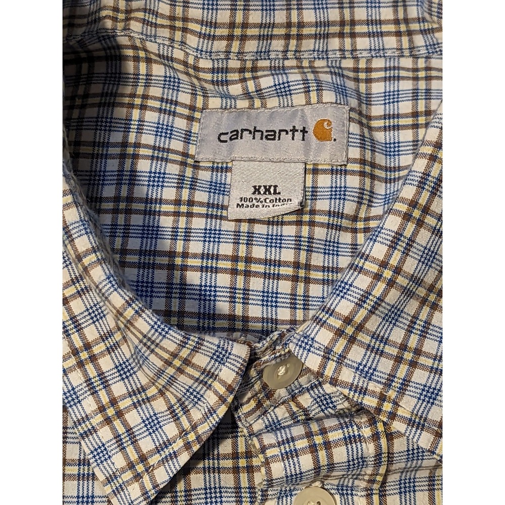 Columbia Button Down Long Sleeve Shirt 2XL Blue Blue Plaid Hiking Work Mens - Picture 4 of 4